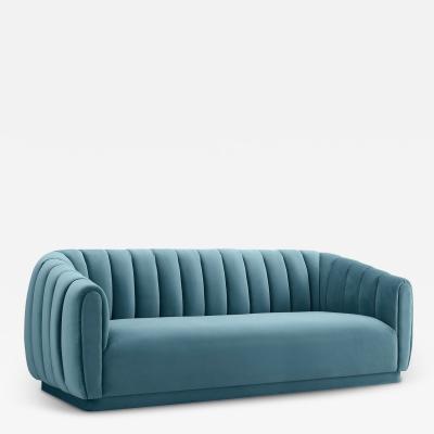 Contemporary Sea Blue Velvet Sofa