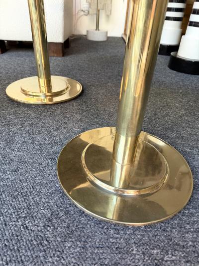Contemporary Set of 3 Brass and Marble Nesting Tables Italy