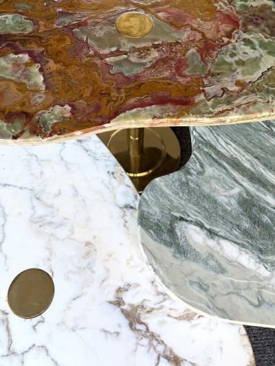 Contemporary Set of 3 Brass and Marble Nesting Tables Italy