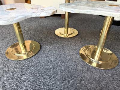 Contemporary Set of 3 Brass and Marble Nesting Tables Italy
