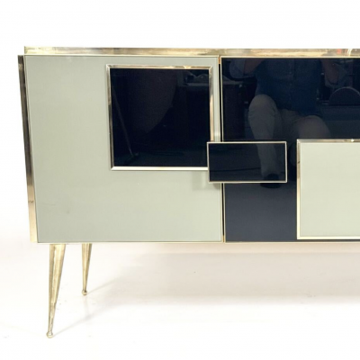 Contemporary Sideboard Wood Glass and Brass Italy
