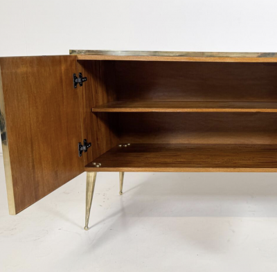Contemporary Sideboard Wood Glass and Brass Italy