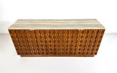 Contemporary Sideboard Wood and Travertine Italy
