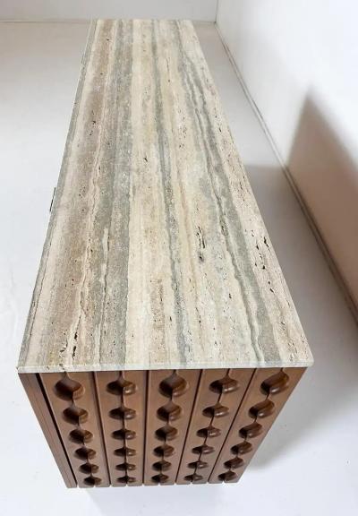 Contemporary Sideboard Wood and Travertine Italy
