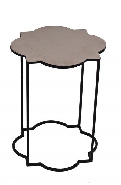 Contemporary Silver Geometric Metal Side Tables