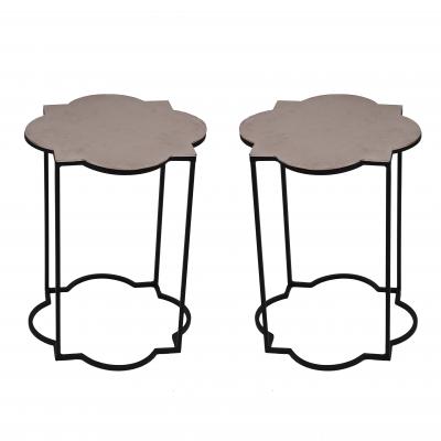 Contemporary Silver Geometric Metal Side Tables