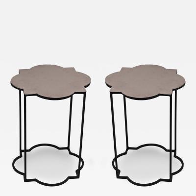 Contemporary Silver Geometric Metal Side Tables