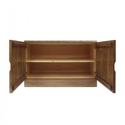 Contemporary Solid Oak Wood And Travertine Pair Of Italian Sideboards