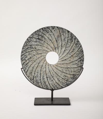 Contemporary Textured Swirl Stone Disc Sculpture China