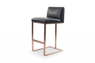 Contemporary Upholstered Black Leather Barstools