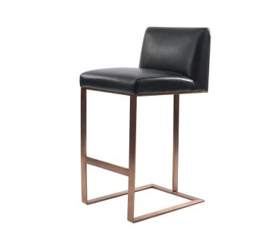Contemporary Upholstered Black Leather Barstools