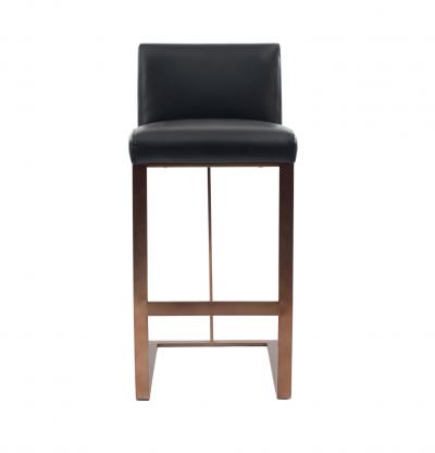 Contemporary Upholstered Black Leather Barstools