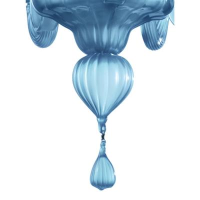 Contemporary Venetian Blue Satin Murano Glass Chandelier 8 Arms