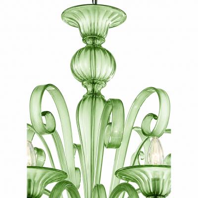 Contemporary Venetian Green Murano Glass Chandelier 8 Arms
