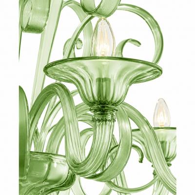 Contemporary Venetian Green Murano Glass Chandelier 8 Arms