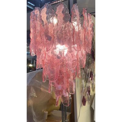 Contemporary Venetian Pink FIAMME Flames Murano Glass Chandelier
