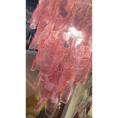 Contemporary Venetian Pink FIAMME Flames Murano Glass Chandelier
