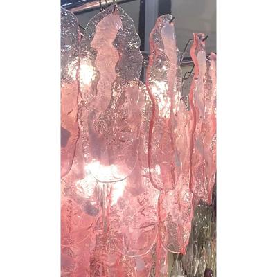Contemporary Venetian Pink FIAMME Flames Murano Glass Chandelier