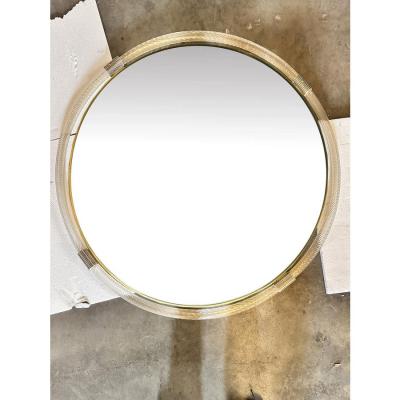 Contemporary Venetian Wall Mirror With Gold Torchon Torciglione Murano Glass