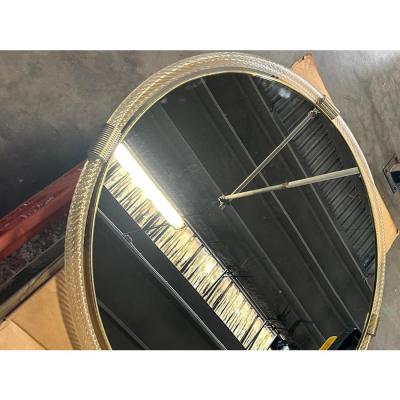 Contemporary Venetian Wall Mirror With Gold Torchon Torciglione Murano Glass