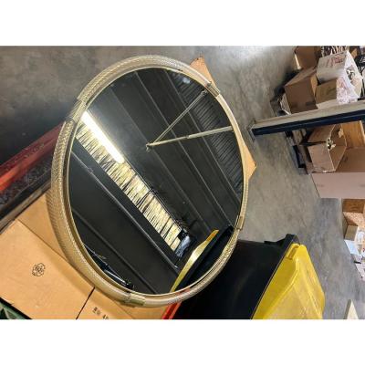 Contemporary Venetian Wall Mirror With Gold Torchon Torciglione Murano Glass