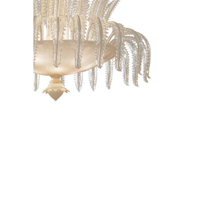 Contemporary Venetian White and Gold Leaves Murano Style