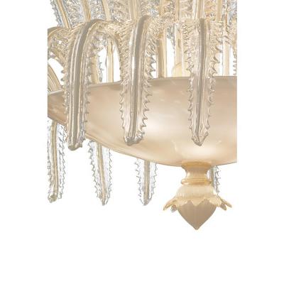 Contemporary Venetian White and Gold Leaves Murano Style