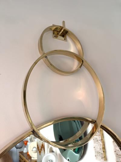 Contemporary Wall Mirror with Brass Circles Italian Craftsmanship