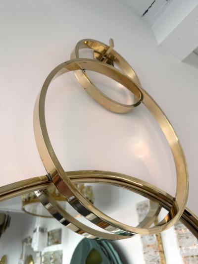 Contemporary Wall Mirror with Brass Circles Italian Craftsmanship