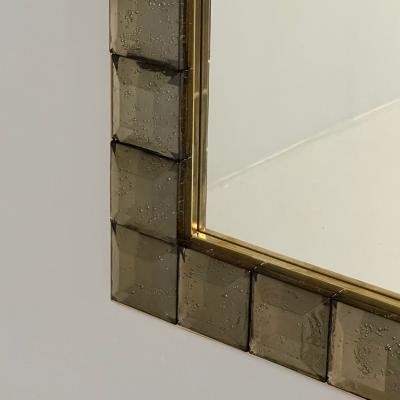 Contemporary Wall Mirrors Bronze Faceted Square Murano Glass Italy 2023
