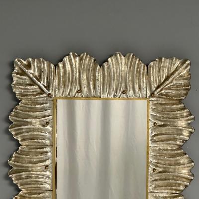 Contemporary Wall Mirrors Leaf Motif Murano Glass Silver Gilt Italy 2023