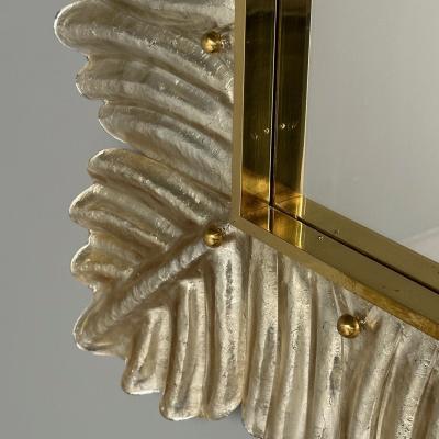 Contemporary Wall Mirrors Leaf Motif Murano Glass Silver Gilt Italy 2023