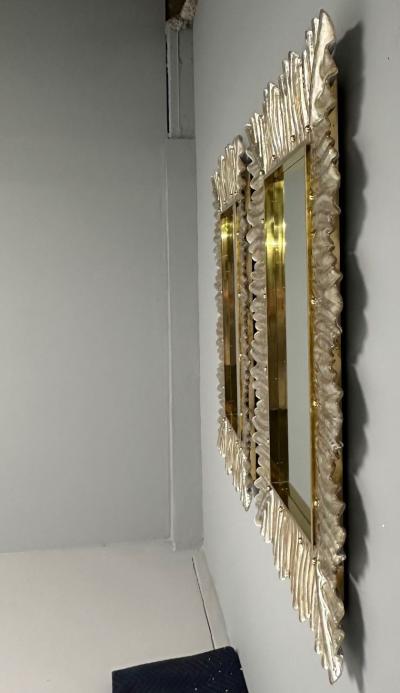 Contemporary Wall Mirrors Leaf Motif Murano Glass Silver Gilt Italy 2023
