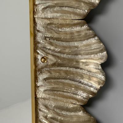 Contemporary Wall Mirrors Leaf Motif Murano Glass Silver Gilt Italy 2023
