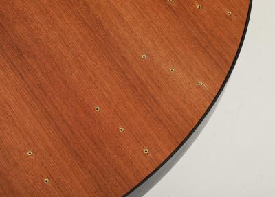 Contemporary Walnut Top Coffee Table W Brass Details and Blackened Steel Frame