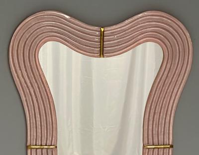 Contemporary Wavy Wall Mirrors Pink Murano Glass Brass Italy 2023