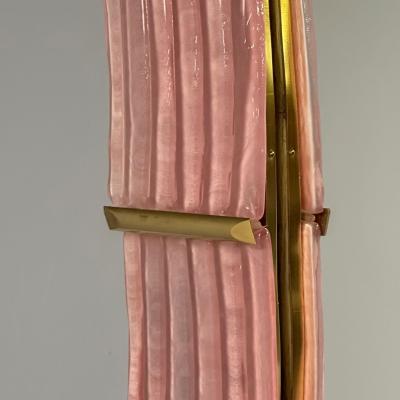 Contemporary Wavy Wall Mirrors Pink Murano Glass Brass Italy 2023