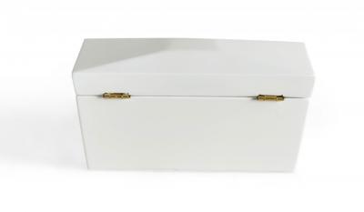 Contemporary White Lacquered Rectangular Wooden Decorative Box