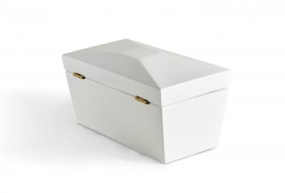 Contemporary White Lacquered Rectangular Wooden Decorative Box