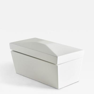 Contemporary White Lacquered Rectangular Wooden Decorative Box
