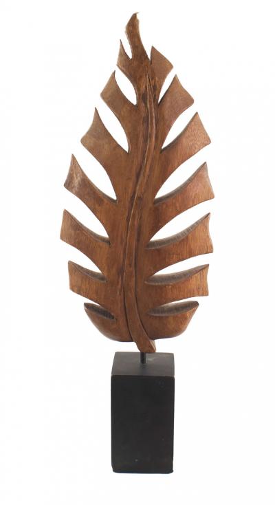 Contemporary Wooden Leaf Sculpture