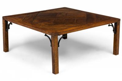 Contemporary Wooden Parquetry Floor Tile Coffee Table