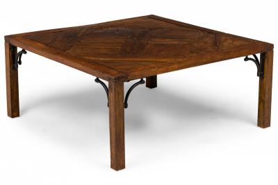 Contemporary Wooden Parquetry Floor Tile Coffee Table