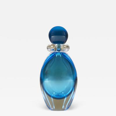 Contemporary tall aquamarine Murano perfume bottle