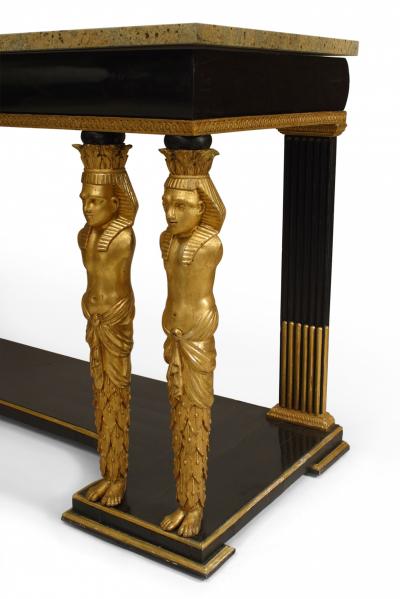 Continental Austrian Ebonized Egyptian Figural Console Table