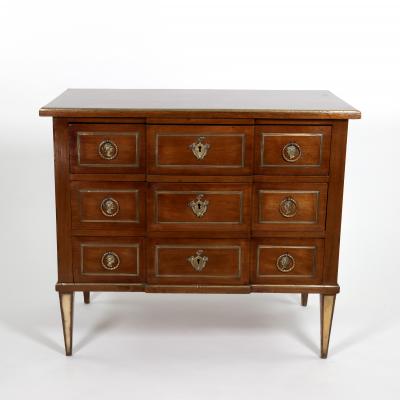 Continental Brass Mounted Mahogany Three Drawer Commode Circa 1860