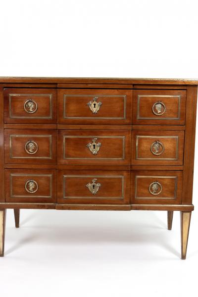 Continental Brass Mounted Mahogany Three Drawer Commode Circa 1860