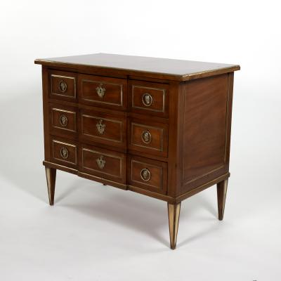 Continental Brass Mounted Mahogany Three Drawer Commode Circa 1860