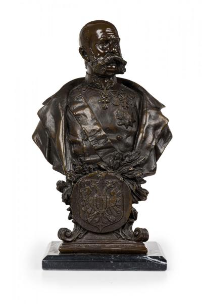 Continental Bronze Bust of a Mustachioed Dignitary Military Officer