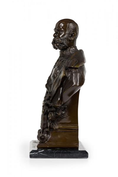 Continental Bronze Bust of a Mustachioed Dignitary Military Officer